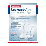LEUKOPLAST LEUKOMED SKIN SENSITIVE textilné krytie s vankúšikom, náplasť sterilná, 8x10 cm, 1x5 ks obrázok