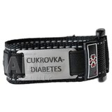 NÁRAMOK ZÁCHRANY CUKROVKA DIABETES na suchý zips s nerezovou známkou, čierny, dospelý 1x1 ks obrázok