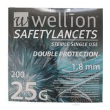 Wellion SAFETYLANCETS 25G - LANCETA bezpečnostná priemer 1,8 mm, sterilná, jednorazová 1x200 ks obrázok