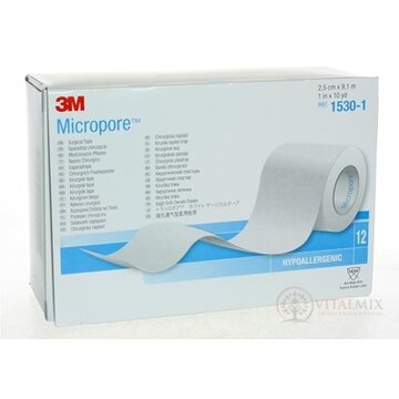 3M MICROPORE náplasť, cievka 2,5cm x 9,1m, zo špeciálneho papiera 1x12 ks obrázok
