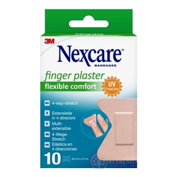 3M Nexcare Flexible Comfort Pružné náplasti 4-smerné, elastické,  na prsty, 44,5 mm x 51 mm 1x10 ks obrázok