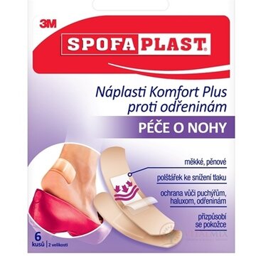 3M SPOFAPLAST č.187 Náplasti Komfort Plus proti odreninám, starostlivosť o nohy, 2 veľkosti, 1x6 ks obrázok