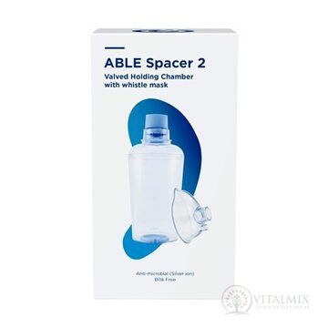 ABLE SPACER 2 + Medium Mask Nadstavec inhalačný s ventilom s náustkom a so strednou maskou s píšťalkou, 1x1 ks obrázok