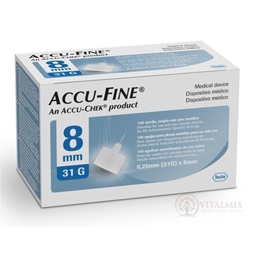 ACCU-FINE 31G (0,25 mm x 8 mm) ihla na aplikáciu inzulínu pomocou pera, typ 810 1x100 ks obrázok