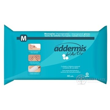 Addermis biActiv M Vlhčené rukavice jednorazové, s pupalkovým olejom 1x40 ks obrázok