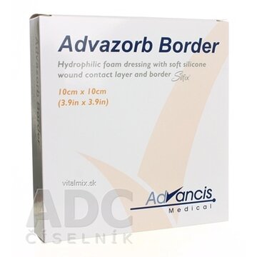 ADVAZORB BORDER krytie na rany samopriľnavé, atraumatické 10x10 cm, 1x10 ks obrázok
