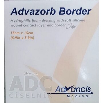 ADVAZORB BORDER krytie na rany samopriľnavé, atraumatické 15x15 cm, 1x10 ks obrázok
