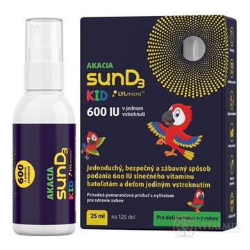 AKACIA sunD3 KID 600 IU ústny sprej, pomarančová príchuť, 1x25 ml obrázok
