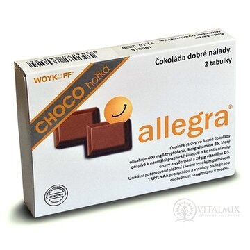 allegra CHOCO horká čokoláda, tabuľky (žuvacie tablety) 1x2 ks obrázok