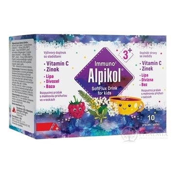 Alpikol SoftFlux Drink for kids prášok na prípravu nápoja, príchuť malina, vrecúška 1x10 ks obrázok