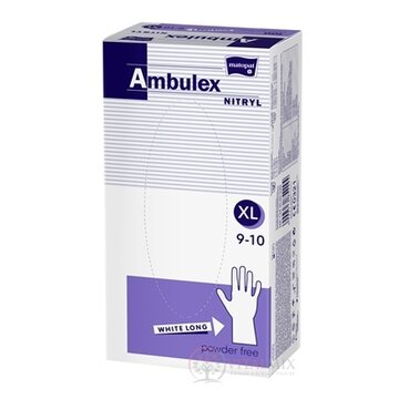 Ambulex rukavice NITRYLOVÉ veľ. XL, biele, dlhé, nesterilné, nepúdrované, 1x100 ks obrázok
