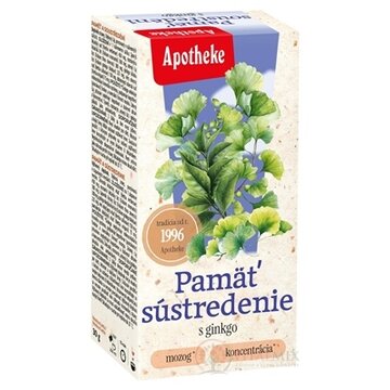APOTHEKE PAMÄŤ A SÚSTREDENIE  s ginkgo bylinná zmes v nálevových vreckách 20x1,5 g (30 g) obrázok