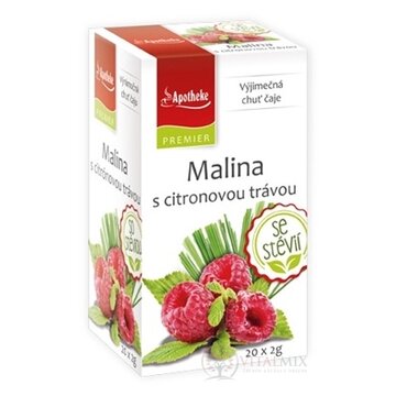 APOTHEKE PREMIER Malina s citrónovou trávou ovocný čaj (so stéviou) v nálevových vreckách 20x2 g (40 g) obrázok