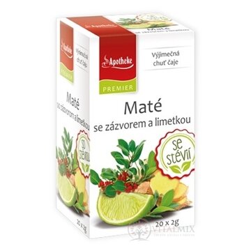 APOTHEKE PREMIER Maté so zázvorom a limetkou ovocný čaj (so stéviou) v nálevových vreckách 20x2 g (40 g) obrázok