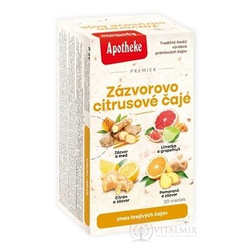 APOTHEKE PREMIER Zázvorovo citrusové čaje zmes hrejivých čajov (4 druhy) v nálevových vreckách 1x20 ks obrázok