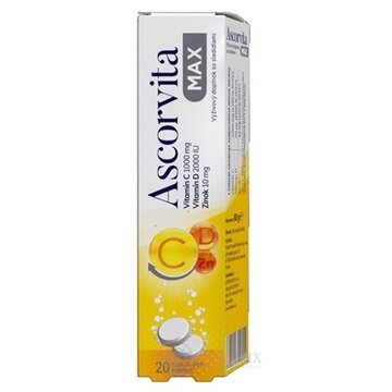 ASCORVITA MAX šumivé tablety vitamín C, D a zinok 1x20 ks obrázok