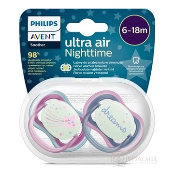 AVENT CUMLÍK 0-6M Ultra air nočný dievča na utišovanie, silikón (inov.2023) 1x2 ks obrázok