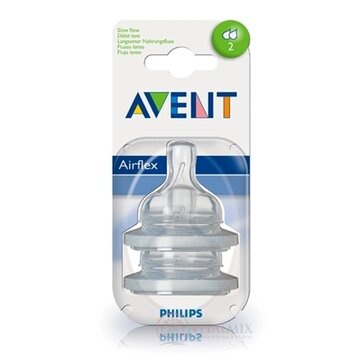 AVENT CUMLÍK na fľašu Klasik 2 otvory 1M+, pomalý prietok, silikónový, extra mäkký, 1x2 ks obrázok