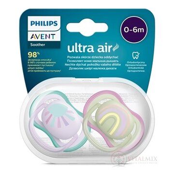 AVENT CUMLÍK Ultra air 0-6m dievča na utišovanie, silikón, obrázok dúha 1x2 ks obrázok