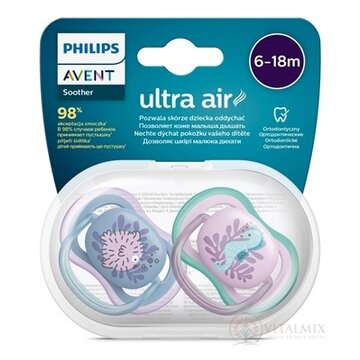 AVENT CUMLÍK Ultra air 6-18m dievča na utišovanie, silikón, obrázok morské tvory 1x2 ks obrázok