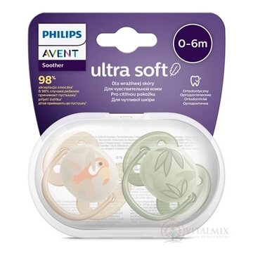 AVENT CUMLÍK Ultra Soft Premium 0-6m chlapec na utišovanie, silikón, FlexiFit, zvieratko 1x2 ks obrázok