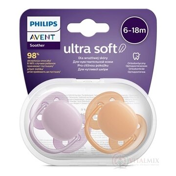AVENT CUMLÍK Ultra Soft Premium 6-18m dievča na utišovanie, silikón, FlexiFit, neutral 1x2 ks obrázok