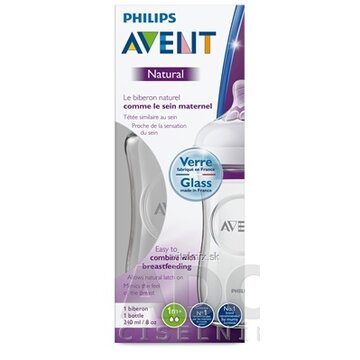 AVENT FĽAŠA Natural SKLO 240 ml cumlík (1m+) extra mäkký, pomalý (SCF053/17) 1x1 ks obrázok