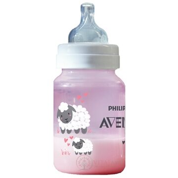 AVENT FĽAŠA PP Antikolik 260 ml Ružová - ovečka, antikolikový mäkký cumlík pomalý prietok 2 otvory, 1x1 ks obrázok