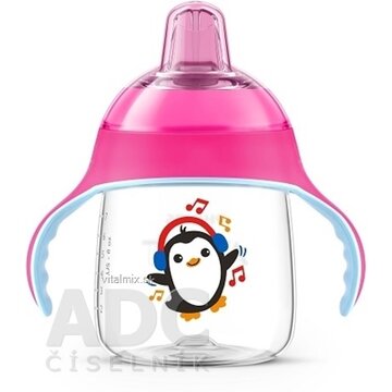 AVENT HRNČEK Premium 260 ml s držadlami od 12 mesiacov, ružový, tučniak, 1x1 ks obrázok