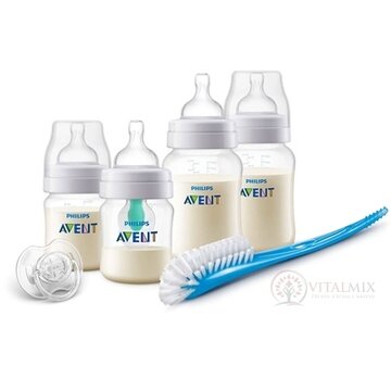 AVENT NOVORODENECKÁ štartovacia sada AirFree fľaše PP polopriehľadné (2 ks 125 ml+ 2 ks 260 ml)+(cumlík+ventil+kefa) 1x1 set obrázok