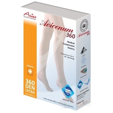 AVICENUM 360 Lýtkové pančuchy, Micro veľkosť XLL (pôvodne 4D), II.KT, Sanitized, otvorená špica, telové, 1x1 pár obrázok