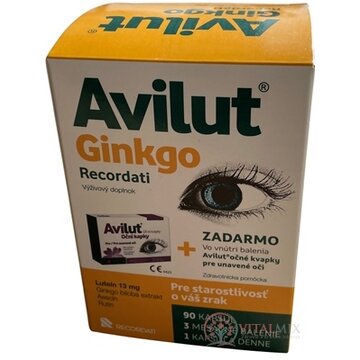 AVILUT Ginkgo Recordati cps 1x90 ks + zadarmo AVILUT očné kvapky pre unavené oči 10x0,5 ml, 1x1 set obrázok