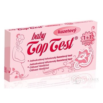 Baby Top Test tehotenský kazetový jednokrokový (1+1 zadarmo), 1x2 ks obrázok