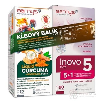 Barny's KĹBOVÝ balík FORTE Inovo 5 forte tbl 90 ks + Liquid Curcuma+Boswellia Forte cps 30ks, 1x1 set obrázok