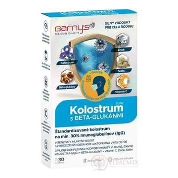 Barny's KOLOSTRUM s beta-glukánmi forte + darček cps 30 ks + darček 1ks, 1x1 set obrázok