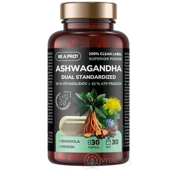 BE A PRO! ASHWAGANDHA Dual Standardized cps (+ rhodiola + piperin) 1x30 ks obrázok