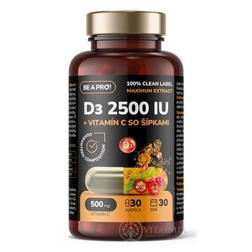BE A PRO! D3 2500 IU + Vitamín C so šípkami cps 1x30 ks obrázok