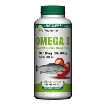 BIO-Pharma Omega 3 1000 mg cps 100+60 (60% navyše) (160 ks) obrázok