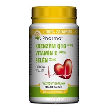BIO Pharma Koenzým Q10 30mg+Vit.E20mg+Selén 25μg cps 60+60 (100% ZADARMO) (120 ks) obrázok