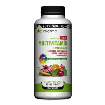 BIO Pharma Multivitamín s minerálmi IMUNITA+ FORTE tbl 90+30 (33% ZADARMO) 42 zložiek (120 ks) obrázok