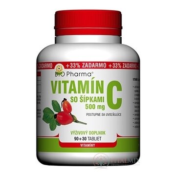 BIO Pharma Vitamín C so šípkami 500 mg tbl 90+30 (33% ZADARMO) (120 ks) obrázok