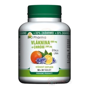 BIO Pharma Vláknina 600 mg, Chróm 200 µg tbl 90+30 (33% ZADARMO) (120 ks) obrázok