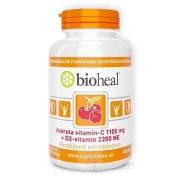 Bioheal tbl acerola, vitamín C 1100 mg + vitamín D3 2200 NE 1x105 ks obrázok