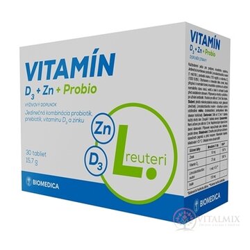 BIOMEDICA Vitamín D3 + Zn + Probio tbl 1x30 ks obrázok
