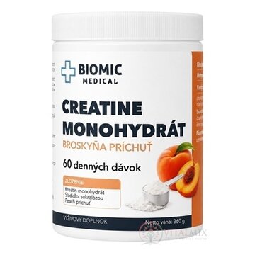 BIOMIC CREATINE mohohydrát prášok príchuť broskyňa, 60 dávok 1x360 g obrázok