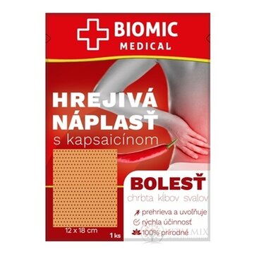 BIOMIC HREJIVÁ NÁPLASŤ s kapsaicínom 12x18 cm, 1x1 ks obrázok
