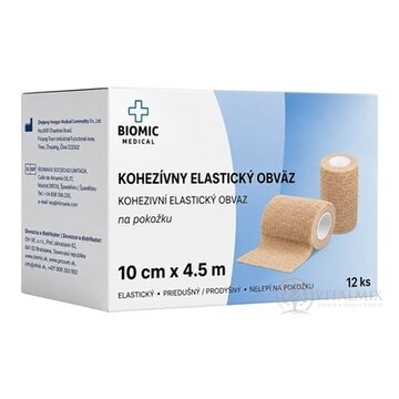 BIOMIC Kohezívny elastický obväz 10 cm x 4,5 m, fixačný, béžový 1x12 ks obrázok