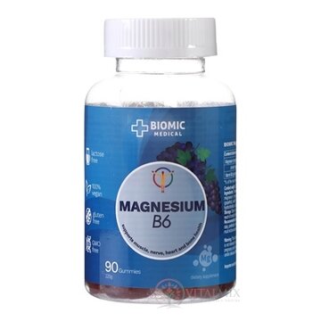 BIOMIC Magnézium + vitamín B6 gummies, hroznová príchuť 1x90 ks obrázok