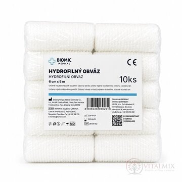 BIOMIC Obväz hydrofilný 6 cm x 5 m, nesterilný 1x10 ks obrázok