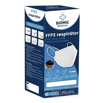 BIOMIC Respirátor FFP2, 3-panelový biely 1x20 ks obrázok